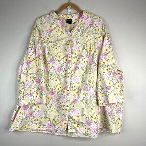 Vintage Floral Button Up Top Womens 3X Cottagecore 3/4 Sleeve Business Casual